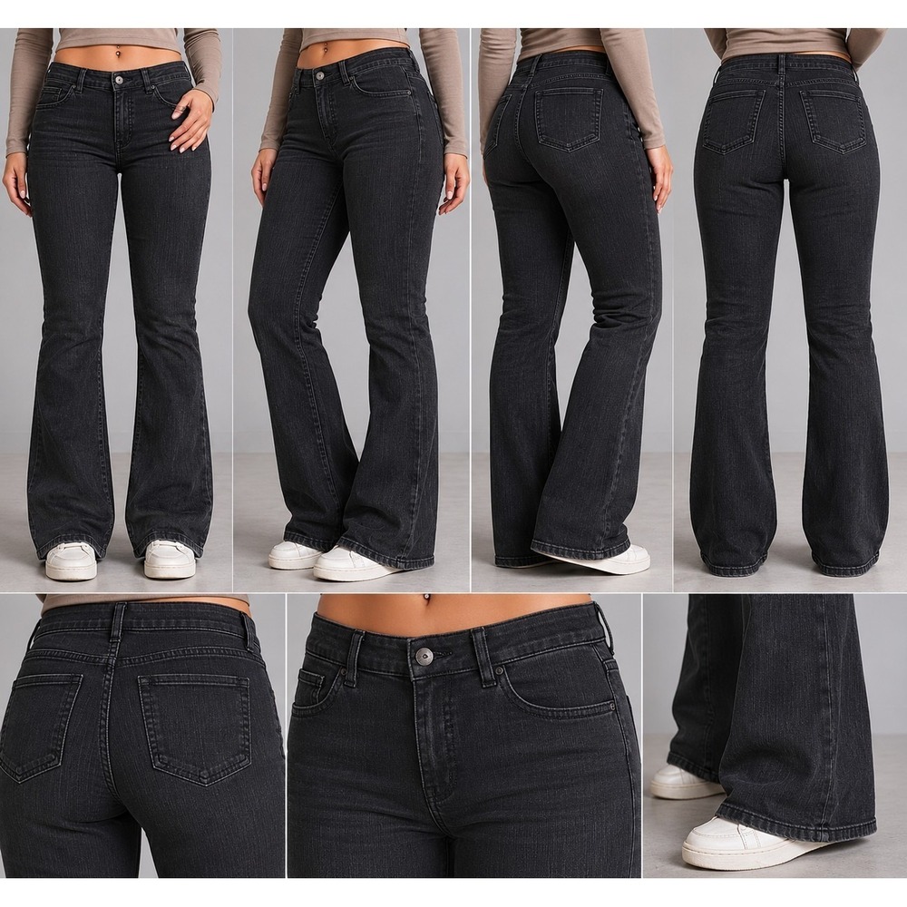 Women's Black Bootcut Jeans Size 18P Stretch Dark Wash‎ Mid Rise
